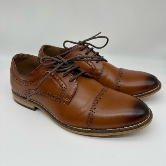 Stacy Adams Dickinson Cap-Toe Lace-up Oxford Cognac Brown Youth Boys Size 3 - Picture 3 of 16